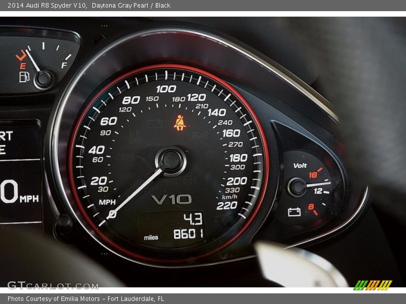 Daytona Gray Pearl / Black 2014 Audi R8 Spyder V10