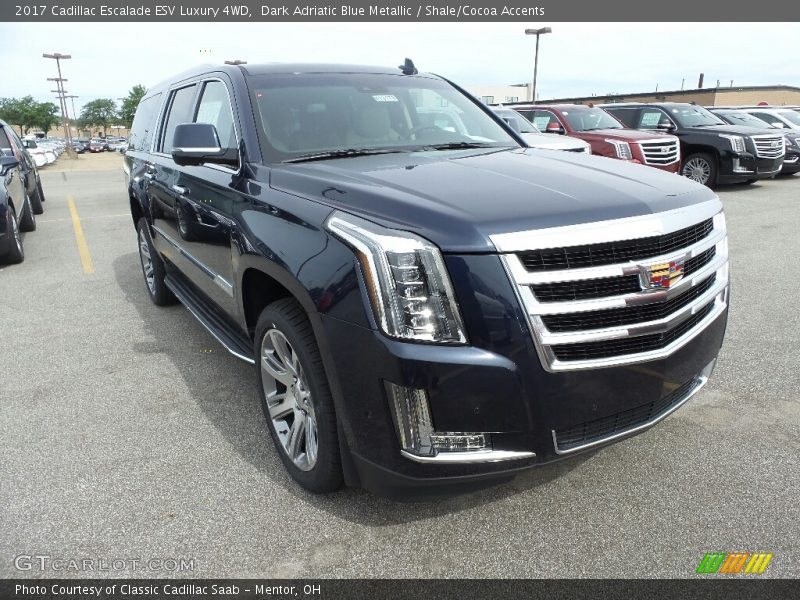 Dark Adriatic Blue Metallic / Shale/Cocoa Accents 2017 Cadillac Escalade ESV Luxury 4WD