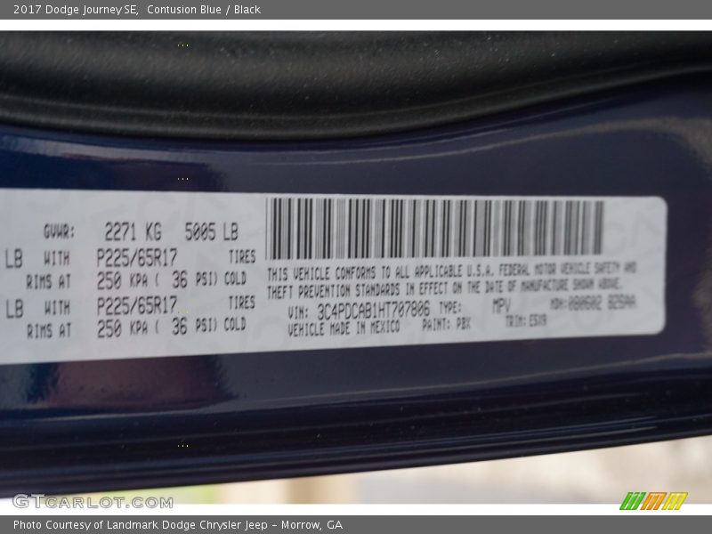 Contusion Blue / Black 2017 Dodge Journey SE