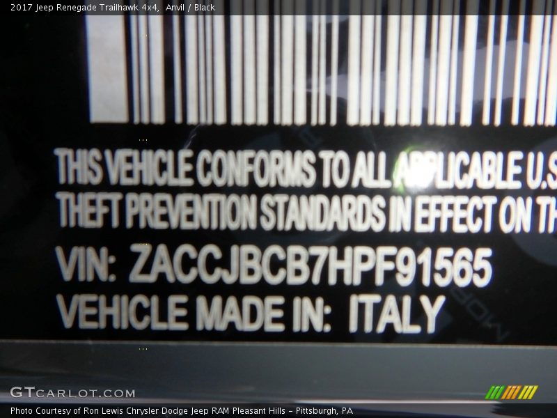 Anvil / Black 2017 Jeep Renegade Trailhawk 4x4