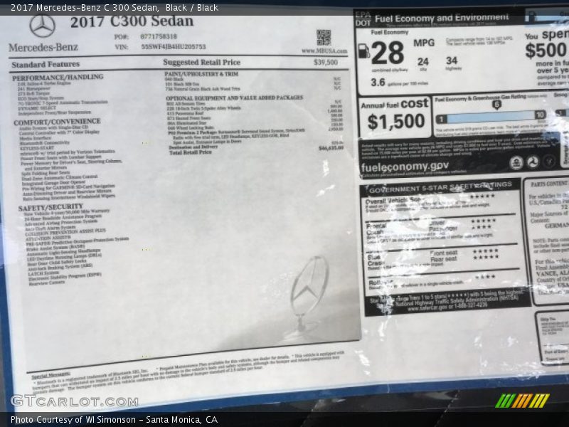 Black / Black 2017 Mercedes-Benz C 300 Sedan