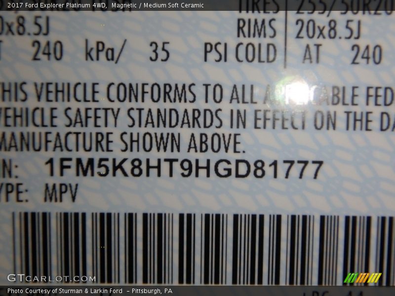 Magnetic / Medium Soft Ceramic 2017 Ford Explorer Platinum 4WD
