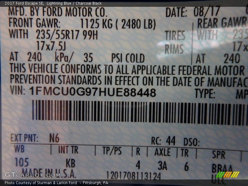 Lightning Blue / Charcoal Black 2017 Ford Escape SE