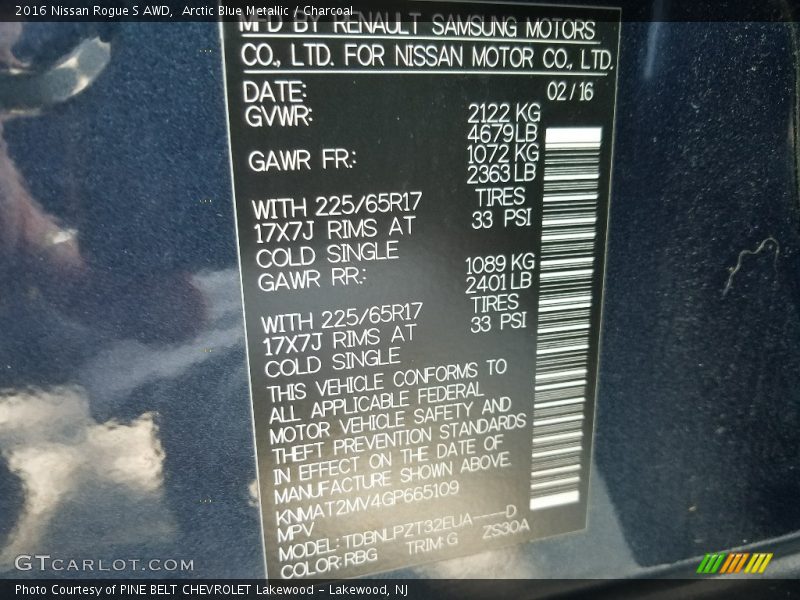 Arctic Blue Metallic / Charcoal 2016 Nissan Rogue S AWD