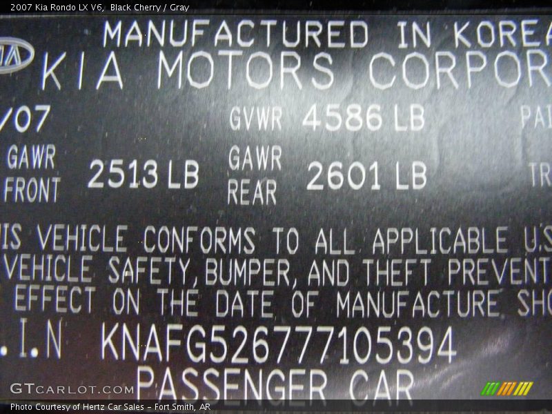 Black Cherry / Gray 2007 Kia Rondo LX V6