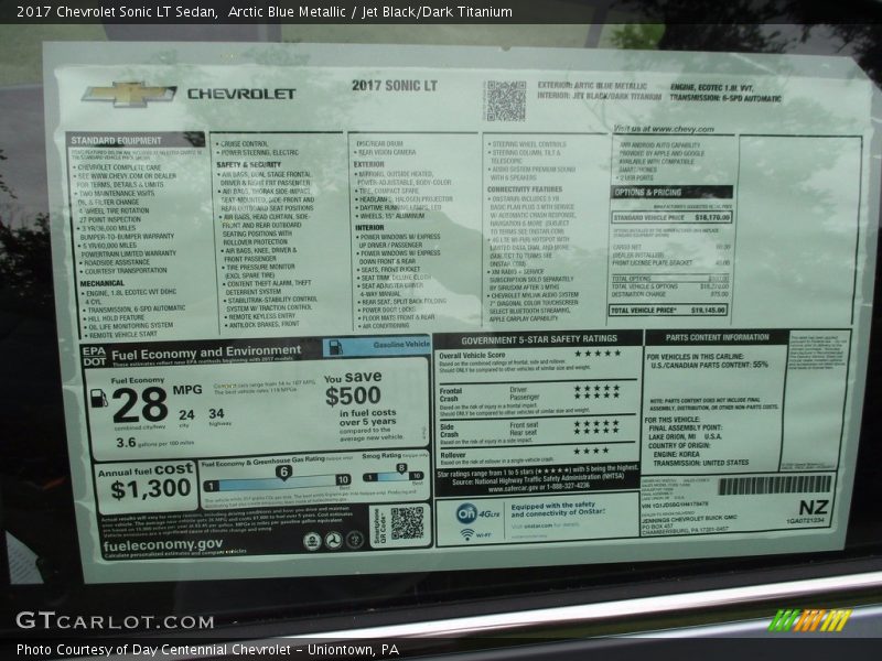 Arctic Blue Metallic / Jet Black/Dark Titanium 2017 Chevrolet Sonic LT Sedan