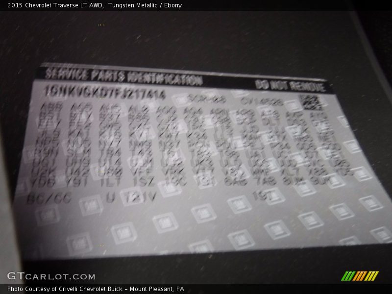 Tungsten Metallic / Ebony 2015 Chevrolet Traverse LT AWD