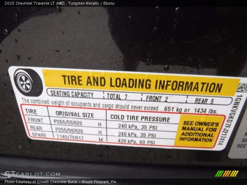 Tungsten Metallic / Ebony 2015 Chevrolet Traverse LT AWD