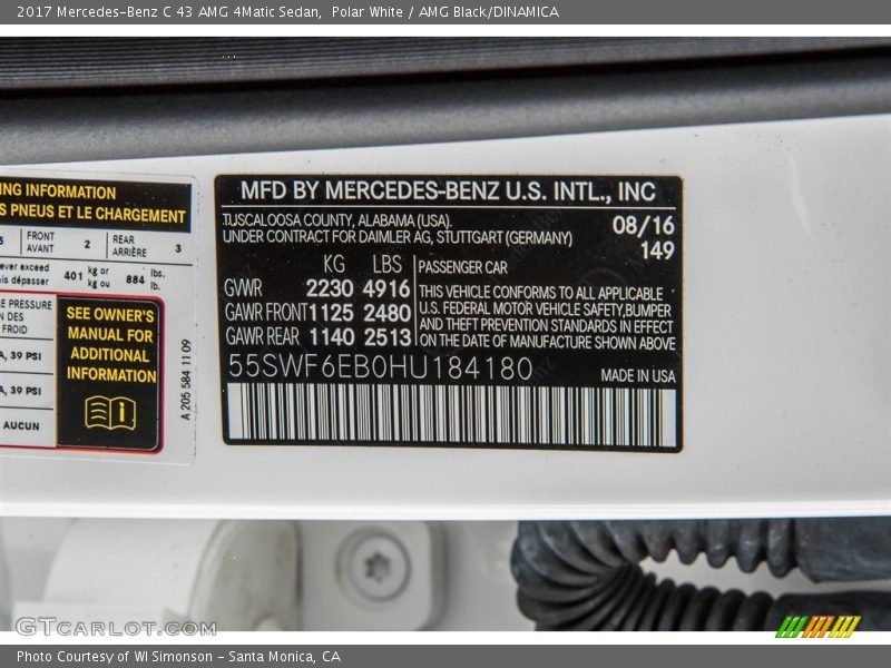 Polar White / AMG Black/DINAMICA 2017 Mercedes-Benz C 43 AMG 4Matic Sedan