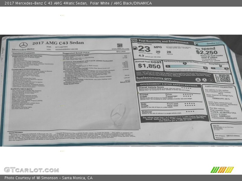 Polar White / AMG Black/DINAMICA 2017 Mercedes-Benz C 43 AMG 4Matic Sedan