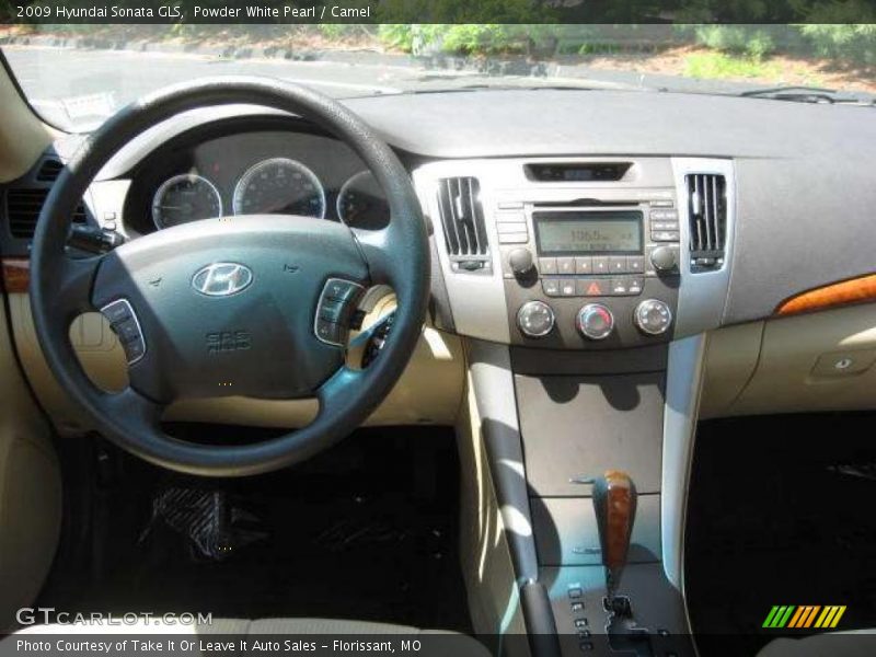 Powder White Pearl / Camel 2009 Hyundai Sonata GLS