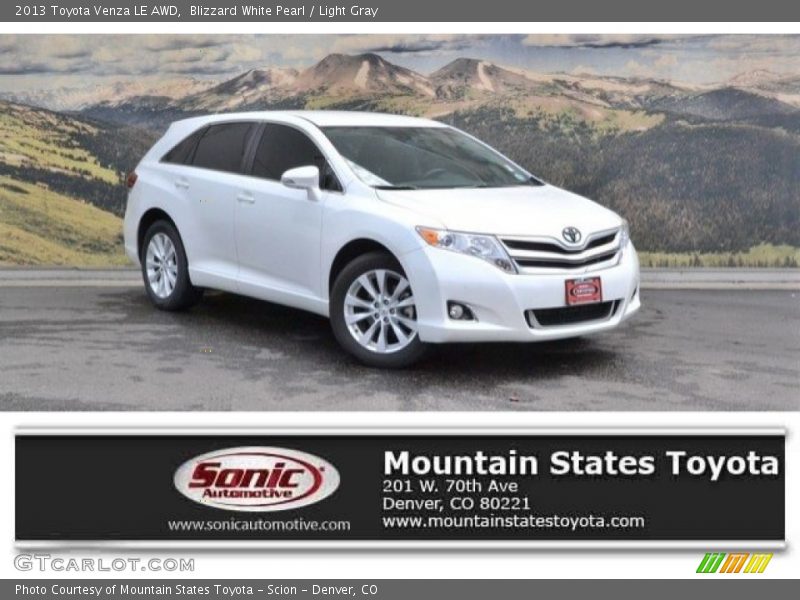 Blizzard White Pearl / Light Gray 2013 Toyota Venza LE AWD