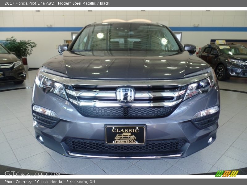 Modern Steel Metallic / Black 2017 Honda Pilot Elite AWD