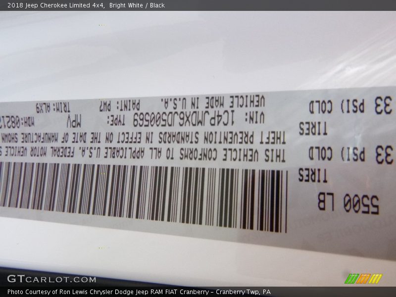 Bright White / Black 2018 Jeep Cherokee Limited 4x4