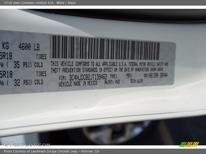 White / Black 2018 Jeep Compass Limited 4x4