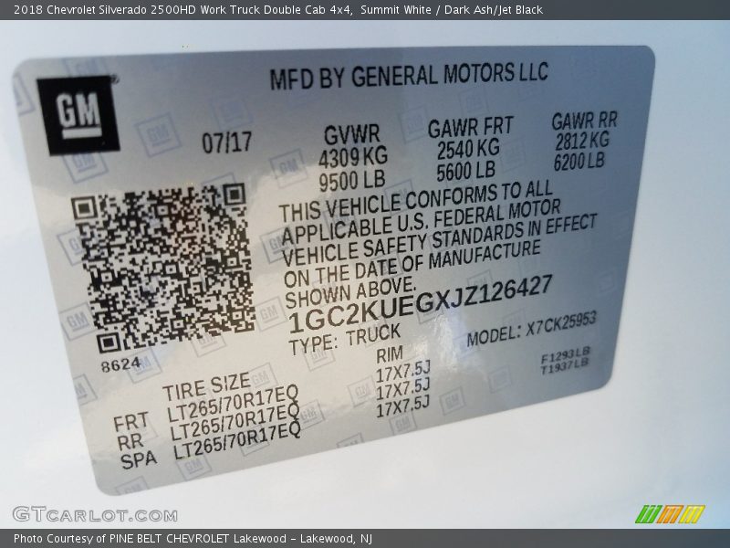 Summit White / Dark Ash/Jet Black 2018 Chevrolet Silverado 2500HD Work Truck Double Cab 4x4