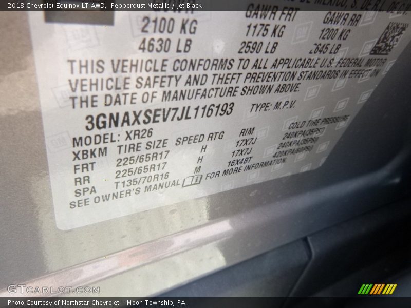 Pepperdust Metallic / Jet Black 2018 Chevrolet Equinox LT AWD