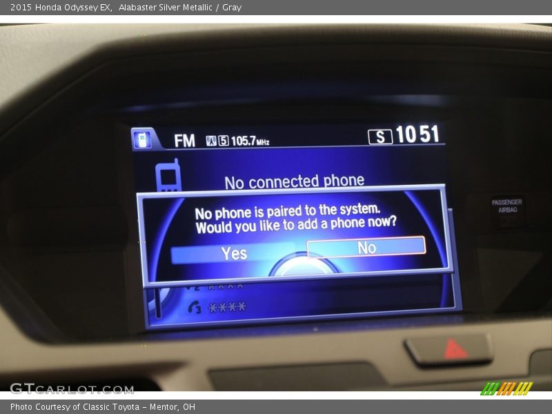 Alabaster Silver Metallic / Gray 2015 Honda Odyssey EX