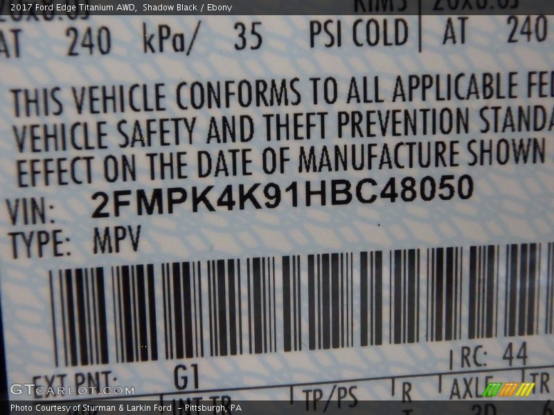 Shadow Black / Ebony 2017 Ford Edge Titanium AWD