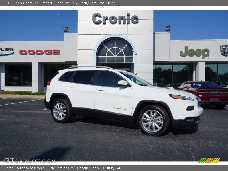 Bright White / Black/Light Frost Beige 2017 Jeep Cherokee Limited