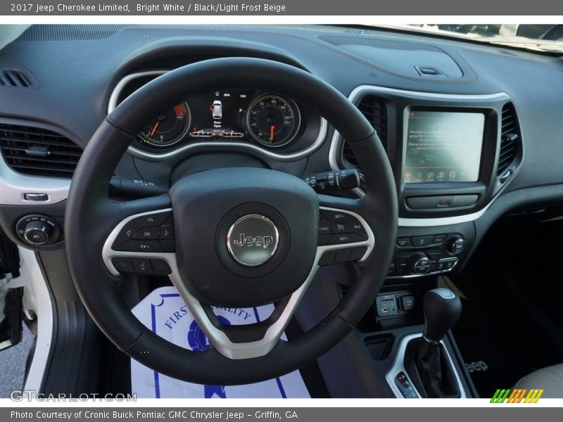 Bright White / Black/Light Frost Beige 2017 Jeep Cherokee Limited