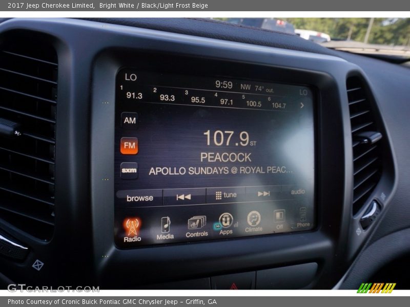Bright White / Black/Light Frost Beige 2017 Jeep Cherokee Limited