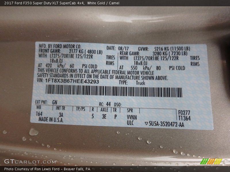 White Gold / Camel 2017 Ford F350 Super Duty XLT SuperCab 4x4