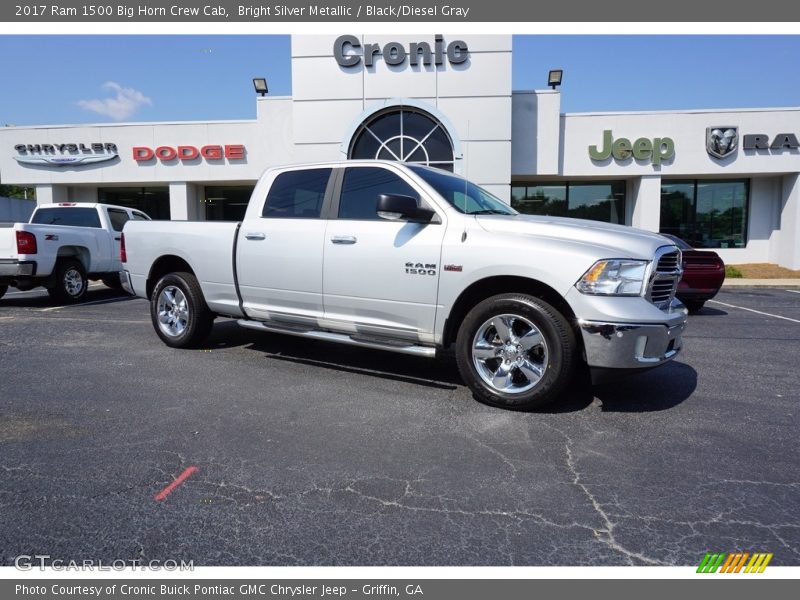 Bright Silver Metallic / Black/Diesel Gray 2017 Ram 1500 Big Horn Crew Cab