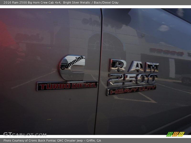 Bright Silver Metallic / Black/Diesel Gray 2016 Ram 2500 Big Horn Crew Cab 4x4