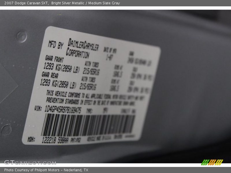 Bright Silver Metallic / Medium Slate Gray 2007 Dodge Caravan SXT