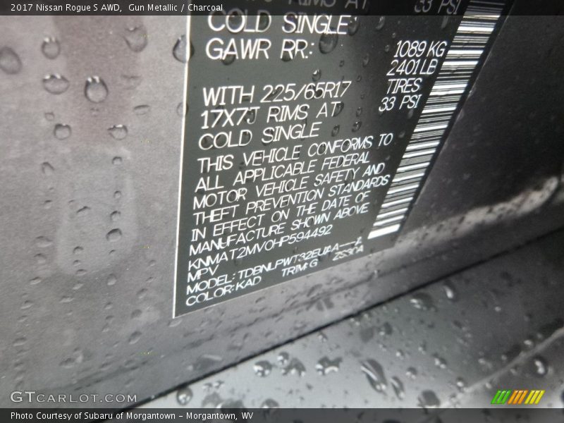 Gun Metallic / Charcoal 2017 Nissan Rogue S AWD