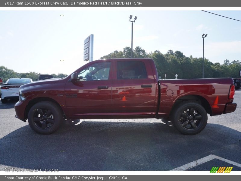 Delmonico Red Pearl / Black/Diesel Gray 2017 Ram 1500 Express Crew Cab