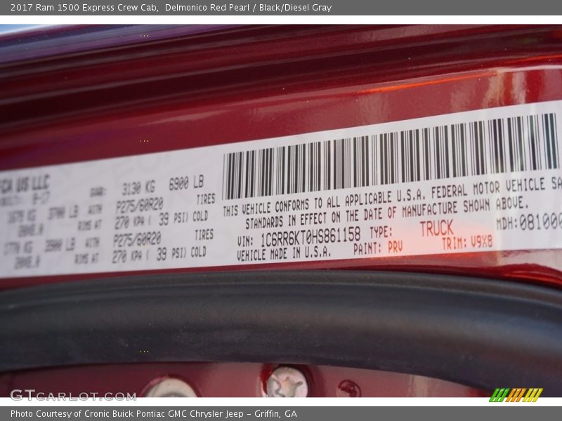 Delmonico Red Pearl / Black/Diesel Gray 2017 Ram 1500 Express Crew Cab