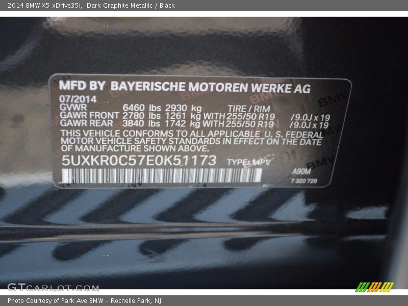 Dark Graphite Metallic / Black 2014 BMW X5 xDrive35i