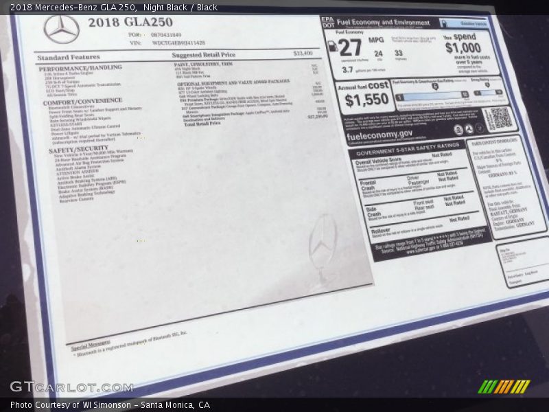 Night Black / Black 2018 Mercedes-Benz GLA 250