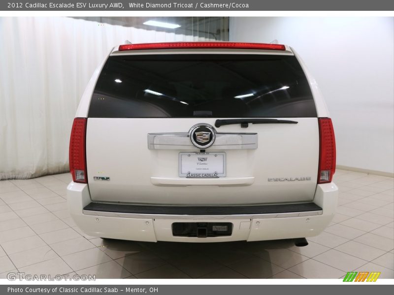 White Diamond Tricoat / Cashmere/Cocoa 2012 Cadillac Escalade ESV Luxury AWD