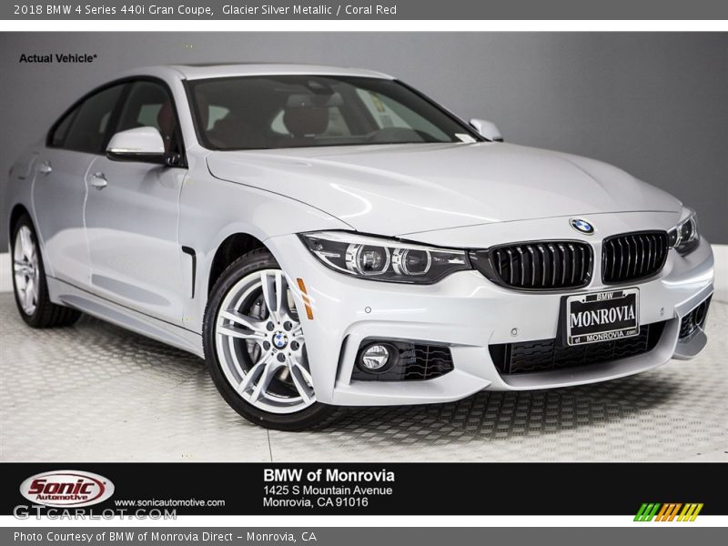 Glacier Silver Metallic / Coral Red 2018 BMW 4 Series 440i Gran Coupe