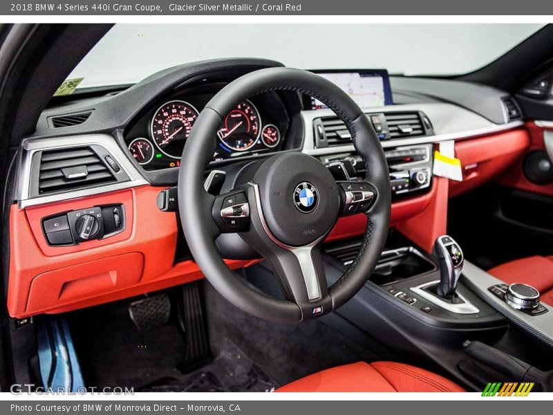 Glacier Silver Metallic / Coral Red 2018 BMW 4 Series 440i Gran Coupe