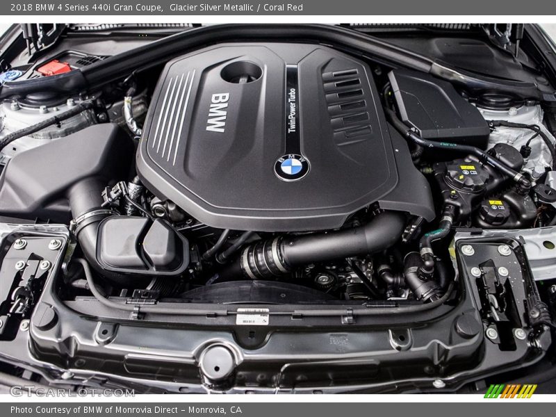 Glacier Silver Metallic / Coral Red 2018 BMW 4 Series 440i Gran Coupe