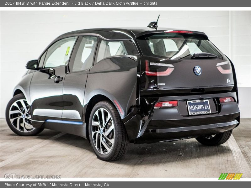 Fluid Black / Deka Dark Cloth w/Blue Highlights 2017 BMW i3 with Range Extender