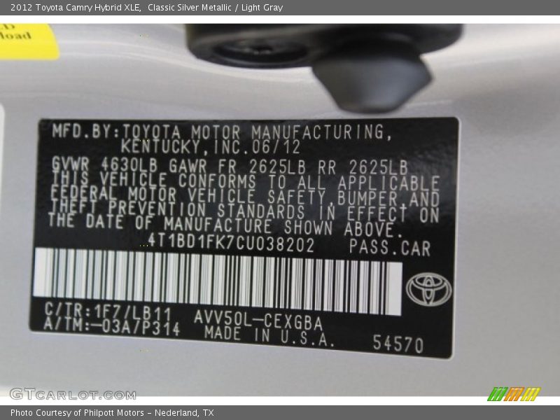 Classic Silver Metallic / Light Gray 2012 Toyota Camry Hybrid XLE