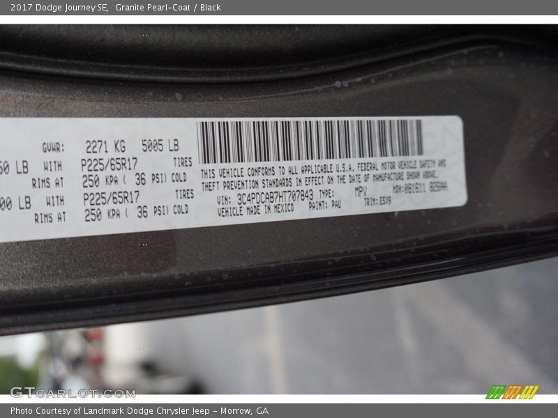 Granite Pearl-Coat / Black 2017 Dodge Journey SE