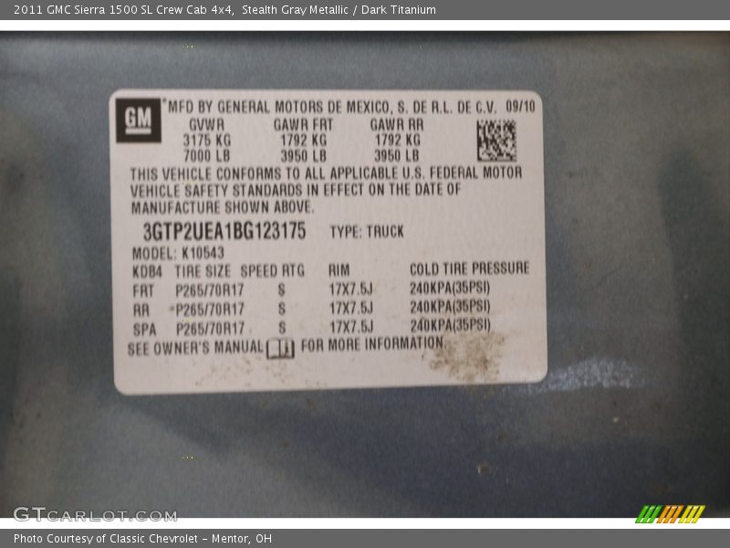 Stealth Gray Metallic / Dark Titanium 2011 GMC Sierra 1500 SL Crew Cab 4x4