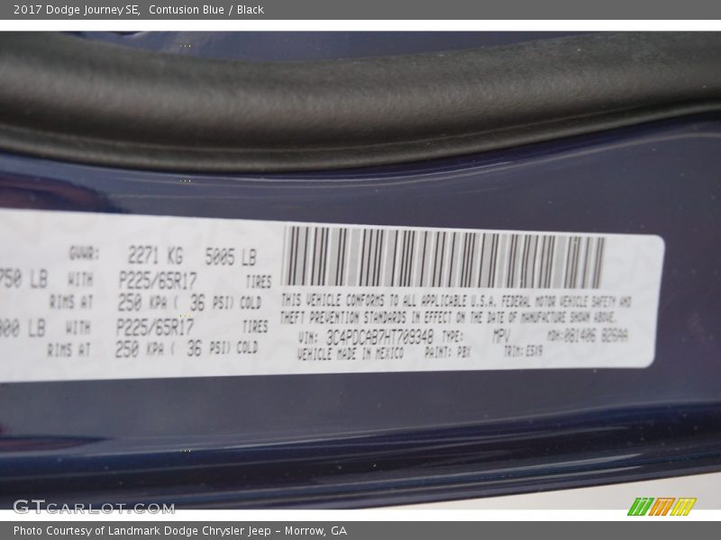 Contusion Blue / Black 2017 Dodge Journey SE