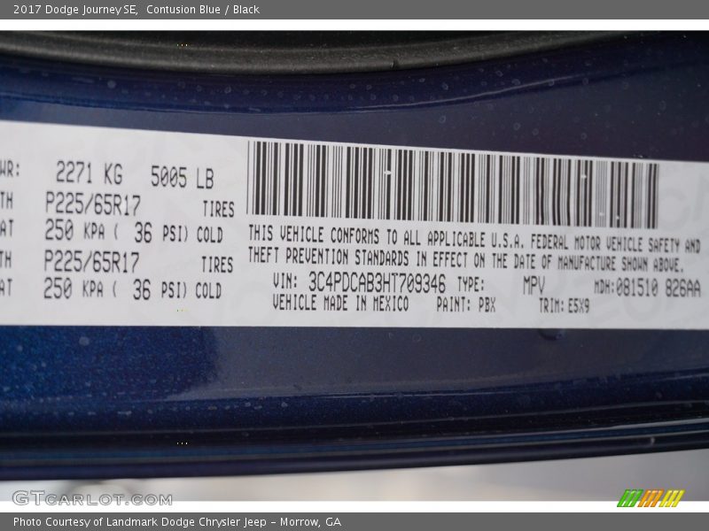 Contusion Blue / Black 2017 Dodge Journey SE