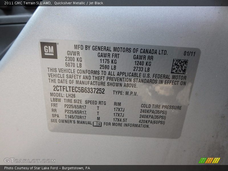 Quicksilver Metallic / Jet Black 2011 GMC Terrain SLE AWD