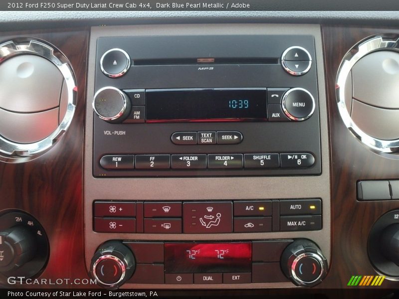 Dark Blue Pearl Metallic / Adobe 2012 Ford F250 Super Duty Lariat Crew Cab 4x4