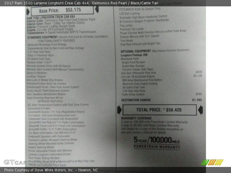 Delmonico Red Pearl / Black/Cattle Tan 2017 Ram 1500 Laramie Longhorn Crew Cab 4x4