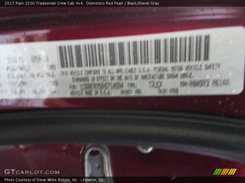 Delmonico Red Pearl / Black/Diesel Gray 2017 Ram 1500 Tradesman Crew Cab 4x4