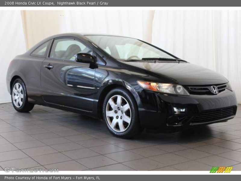 Nighthawk Black Pearl / Gray 2008 Honda Civic LX Coupe